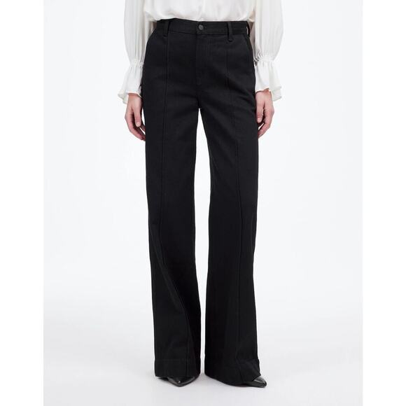 NWT Madewell Superwide-Leg Trouser Jeans In Black Rinse Wash Size 23 - Picture 2 of 9
